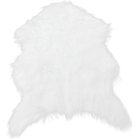 Couvre-Chaise Fausse Peau De Mouton Tapis Shaggy Doux pour Salon Chambre à Coucher Et Sol Blanc