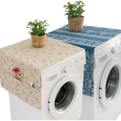Housse Anti-Poussiere Pour Machine A Laver - 130 cm x 55 cm - Polyester Coton - Rectangulaire - Pour Refrigerateur Et Lave-Linge - Lot De 2 (1/5)