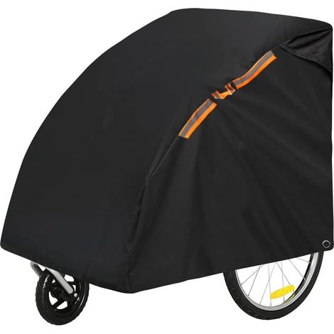 Remorque Bâche Universelle Verrouillable Etanche Vent Protection UV Protection Poussière Robuste Pliable Couverture Housse Remorque de vélo pour Enfants, remorques pour Chiens, Noir (1/5)