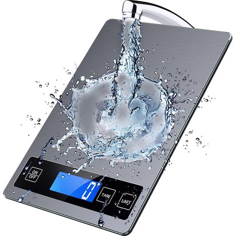 1 balance de cuisine numérique, plateau acier inoxydable, précision 1 g, capacité 10 kg, affichage LCD 57×22 mm, design plat (1/5)