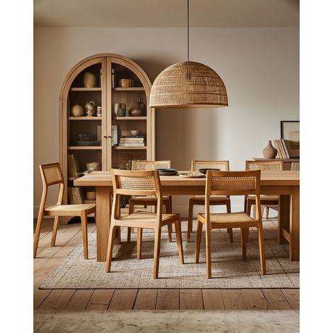 Canopée - Chaise Salle à Manger en Bois de Teck Massif et Rotin (1/5)