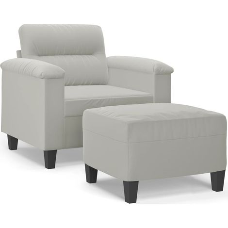 Maison Exclusive - Sessel mit Hocker Hellgrau 60 cm Mikrofasergew