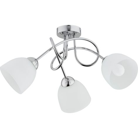 Plafonnier moderne chromé 3 globes verre blanc E27 (1/3)
