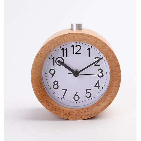 gris - Blanc Brun Fonc Rveil Matin Piles, Rveil Bois Con Snooze Fonction, Rveil Analogique De Voyage Sans Tic-tac Rveil Aiguilles Avec Veilleuse (1/4)