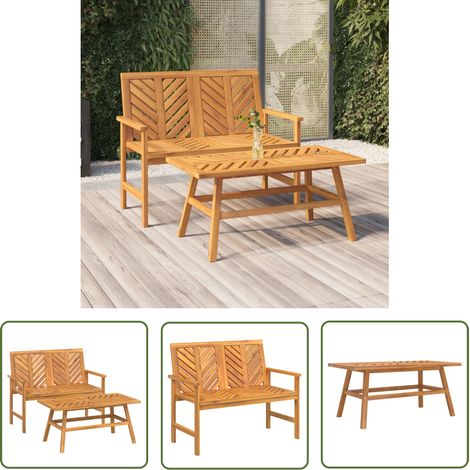 The Living Store 2-tlg. Garten-Lounge-Set Massivholz Akazie - Gartenzubehör - Gartenmöbel - Loungeset - Esszimmergarnitur - Holzmobiliar (1/5)