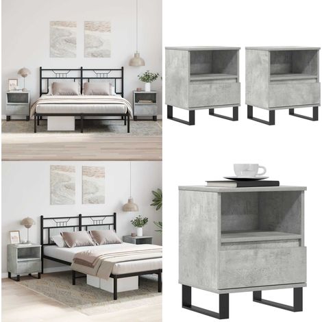 Nachttische 2 Stk. Betongrau 40x35x50 cm Holzwerkstoff - Beton Grau Nachttisch - Wohnzimmer Dekoration - Holzwerkstoff Nachttisch - Schrank - Kommode - Home & Living (1/5)