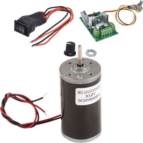Moteur à aimant permanent CC silencieux, mini-moteur haute vitesse, rotation horaire/antihoraire pour générateur DIY, 24 V, 8 000 tr/min (1/5)
