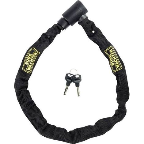 Antivol vélo chaîne - BURG WACHTER - 580 90 BLACK - Acier 6 mm - Textile haute résistance - 2 clés (1/5)