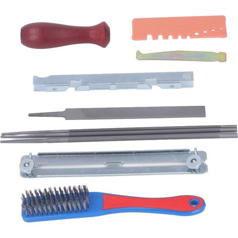 Kit d'affûtage de chaîne de tronçonneuse 11 pièces avec lime et guide d'angle (1/5)
