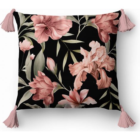 Taie d'oreiller décorative 45x45 cm à motif floral (1/2)