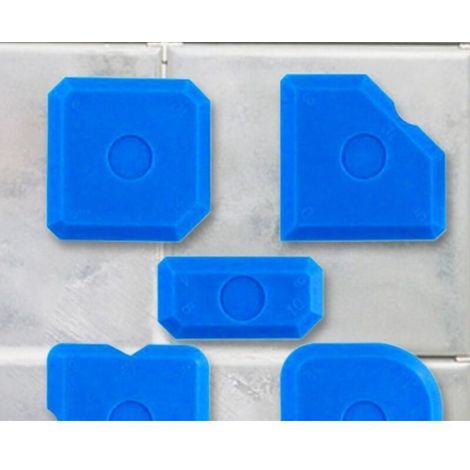 Set of 5 Professional Spatulas, Silicone and Acrylic - Squeegee for Perfect Joints - Blue (1/5)