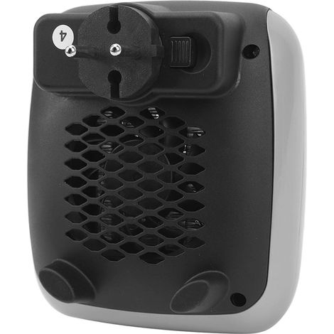 Tragbarer elektrischer Heizlüfter mit 800 W Leistung, Wandstecker, Fernbedienung, 12-Stunden-Timer, LED-Anzeige und 220-V-Eurostecker. (1/5)