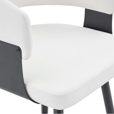 Lot de 2 tabourets de bar 52x47x94,5 cm PU blanc, dossier, cuisine, stables – MEUBLIV (1/5)