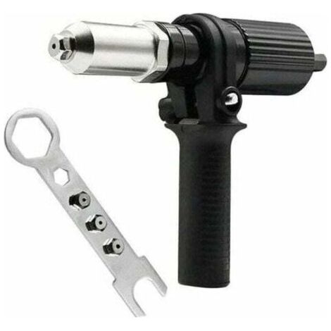 Adaptateur de pistolet à rivets électrique connecteur de tête de bloc outil professionnel perceuse à joint d'écrou riveteuse accessoire d'insertion de rivet pour perceuse visseuse sans fil (1/4)