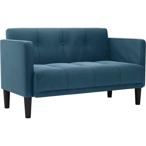 Divano  Sofa Divanetto Blu 111 cm in Velluto (1/5)