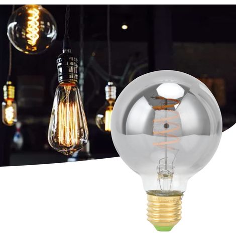 Ampoule LED à filament flexible rétro, style antique, source de lumière décorative rétro pour restaurant/bar, 220 V e27, culot 4 W, G80, gris chaud électroplaqué. (1/5)