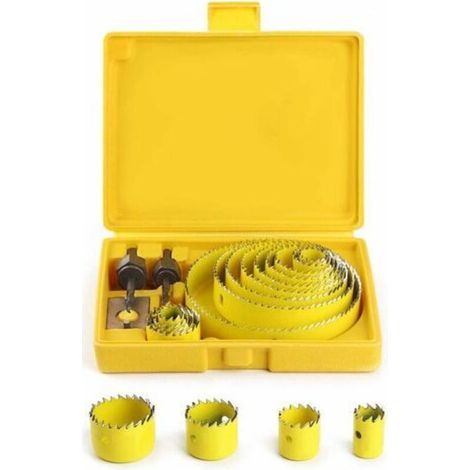 Scie Cloche Coffret, Scies Cloches Trepan Ø19127mm Kit Complet Dans un écrin Avec des Mandrins et des Dispositifs pour Bois Plâtre Plastique PVC Fabriqué en Acier Trempé de Haute Qualité A3 (1/5)