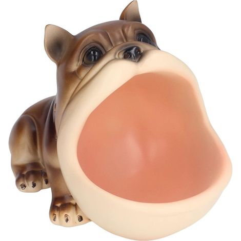 Figurine De Chien à Grande Bouche, Boîte De Rangement De Statue De Chien Exquise Mignonne pour la Décoration De Porche De Salon De Chambre à Coucher (1/5)