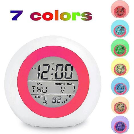Horloge numérique pour étudiants, unisexe, avec lumière à 7 couleurs changeantes. (1/5)