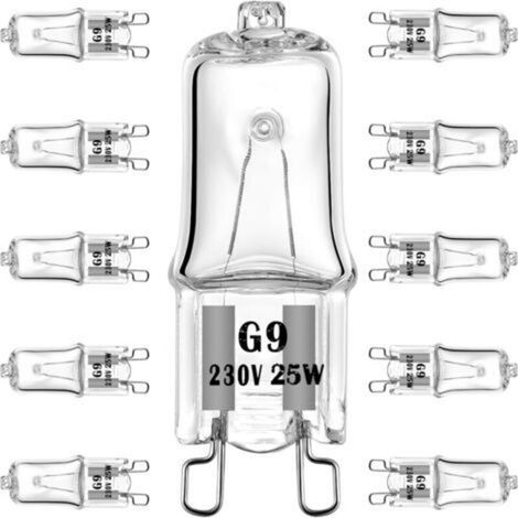 Ampoule halogène G9 25W 230V Ampoules de remplacement à base à 2 broches, intensité variable, blanc chaud (paquet de 10)[Classe énergétique C] (1/5)