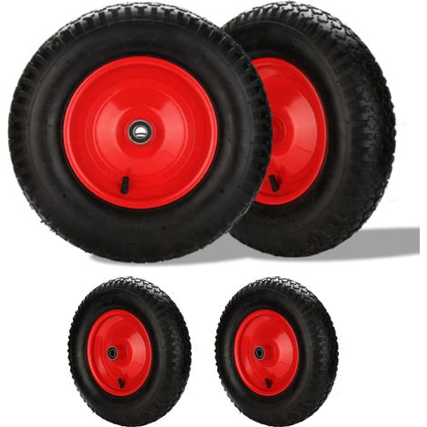 Jiubiaz 4x Ersatzrad Schubkarrenrad Schubkarre Rad Reifen Luftrad Luftbereifung Felge 4.80/4.00 max 200Kg mit Stahlachse 137mm (1 Rad + Achse)