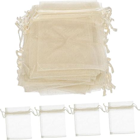 [JAMAIS UTILISÉ]Lot De 100 En Maille Pour Fils, Pochettes, À Cordon, À Dragées, À Bijoux, Mini, À Bijoux, À Bonbons À Cordon, Petits En Organza, Petits En Maille (1/5)