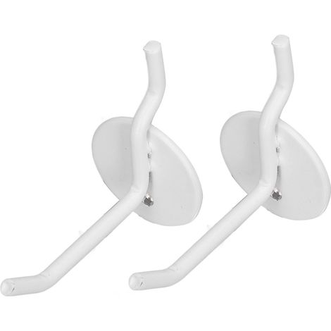 Set mit 2 Metallhaken für Lochwände, Wandregale, Außendekoration, Camping und Grillen, weiß (1/4)