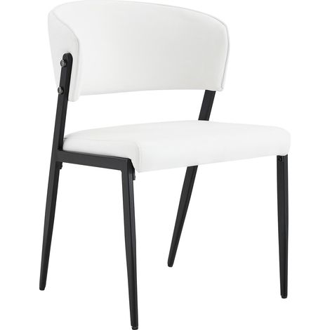 CHICFURN Juego de 2 sillas de comedor 51x49x78 cm blancas, metal y piel sintética (1/5)