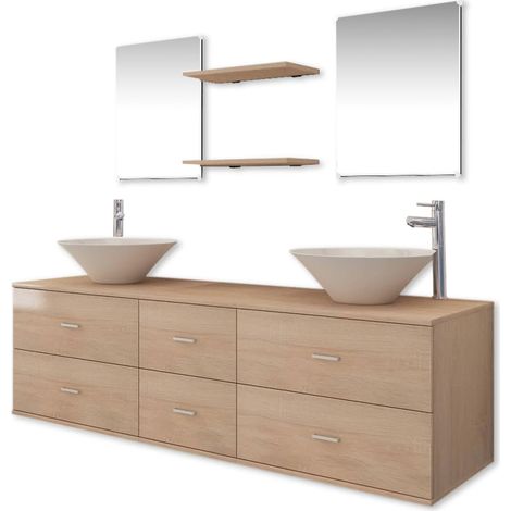 Maison Exclusive - 9-tlg. Badmöbel-Set mit Waschbecken und Wasser