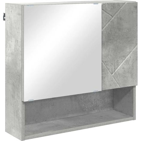 Armadietto con specchio rettangolare moderno salva-spazio bagno 59 x 17 x 55 cm in legno ingegnerizzato grigio cemento 020052870