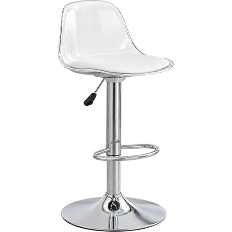 Set di 2 sgabelli da bar regolabili a 360° con schienale trasparente e gambe argentate (1/5)