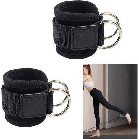 2-teilige gepolsterte Knöchelmanschetten für Gewichtheben und Fitness mit verstellbaren D-Ringen am Kabel (1/4)