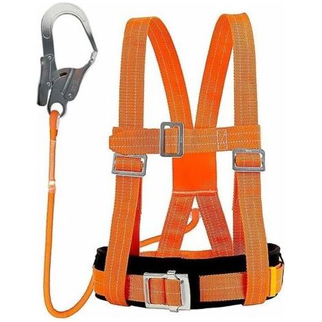 Harnais de Sécurité avec Longe, Harnais Anti Chute, Baudrier Escalade, avec Support Ventral Epaissi, Portante 100 kg, pour Le Travail Aérien, Escalade, Les Hommes (Grande Boucle 1,6 m) (1/4)
