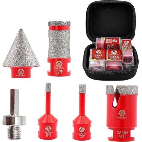 Fliesenbohrer Diamant Set 6er 6mm 8mm 25mm 35mm Fasenbohrer KIT8 (1/5)