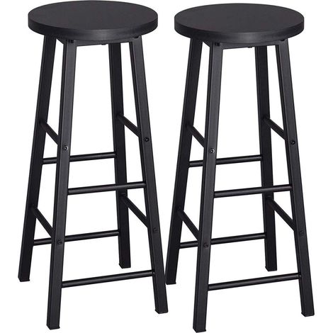 WOLTU 2er-Set Barhocker Bistrohocker Tresenhocker Barstuhl, Gestell aus stabilem Stahl, Stizfläche aus MDF, Schwarz (1/5)