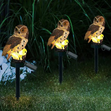 Lampe de sol en résine en forme de hibou alimentée à l'énergie solaire, lampadaire décoratif extérieur à LED résistant à la pluie, éclairage d'ambiance pour pelouse et jardin, batterie rechargeable Ni (1/5)