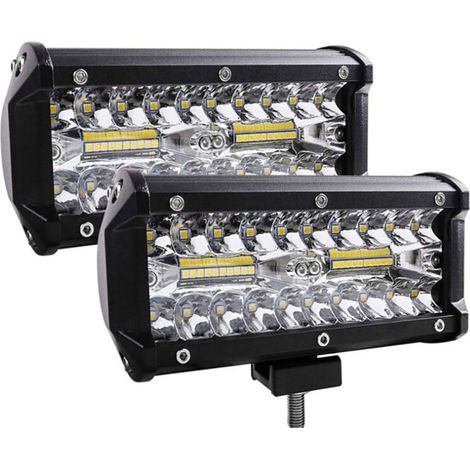 Phare de Travail 120W Projecteur LED Voiture Etanche IP67 Spot Flood Feux Antibrouillard 12,000lm Camion Tracteur SUV Bateau(2 PCS) (1/4)