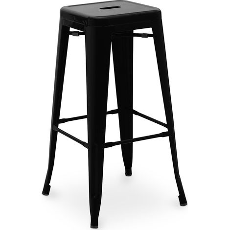 Tabouret de bar – Style industriel – Acier – 76 cm – Stylix Noir