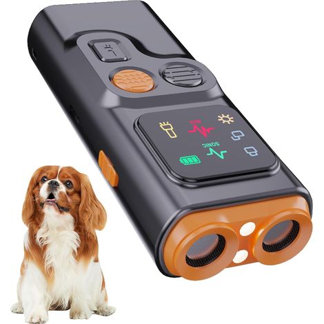 Dispositivo antiabbaio per cani 2025, 2 trasmettitori sonici con portata di 18 m, display HD e torcia a LED, dispositivo antiabbaio ricaricabile, alternativa ai dolorosi collari da addestramento e ai  (1/5)