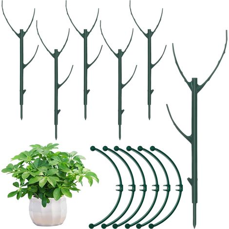 Lot de 6 supports de plantes réglables empilables avec tuteur pour plantes grimpantes Monstera, tomates, concombres, pour l'intérieur et l'extérieur