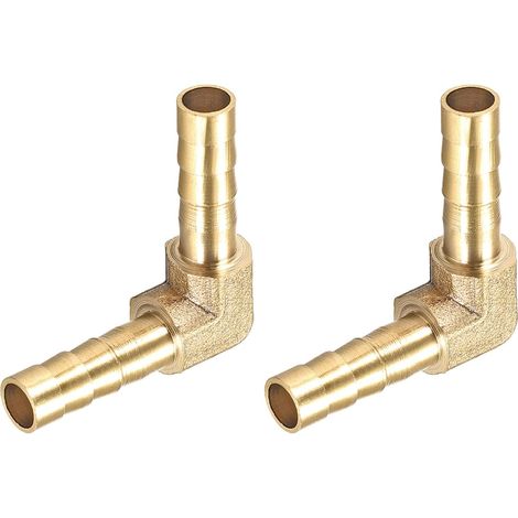 L-formé Laiton Barbillon Raccord (6mm) 2pcs, Barbillon Connecteeur Coupleur - pour Carburant Air Eau Fioul Gaz (1/5)