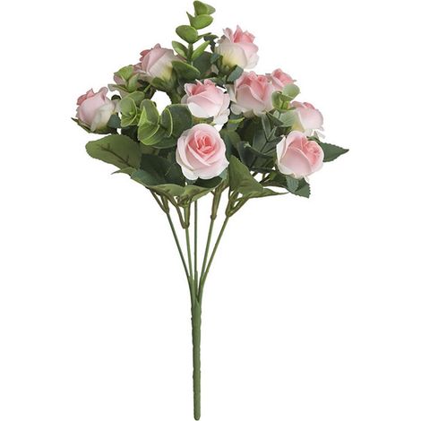 Bouquet De Roses Artificielles - 32 cm - Tige En Fil De Fer Flexible - Pour Décoration Intérieure Bureau Mariage Fête Maison - 1 Pièce (1/3)