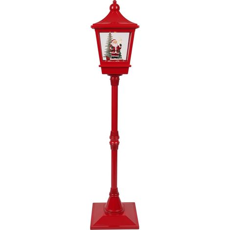 Decorazione Scena Animata babbo natale Lampione Natalizio Rosso alto 135 con Luci Musica Movimento Neve Finta Decorativo Natalizia da Interno o Esterno Coperto (1/5)