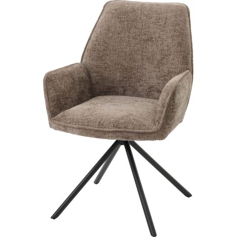 Chaise de salle à manger HWC-G67, chaise de cuisine avec accoudoirs, pivotante Auto-Position, chenille Öko-Tex MVG  mar (1/2)