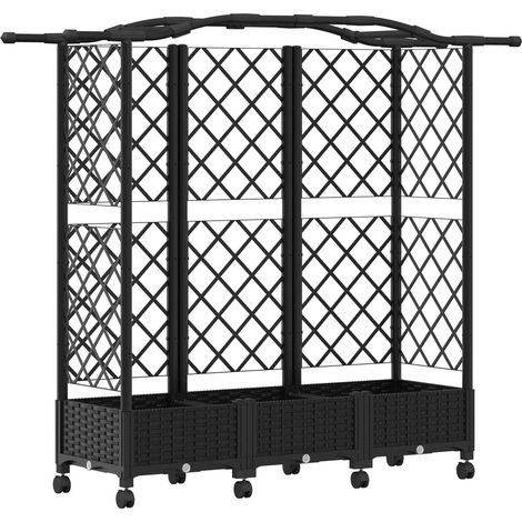 Raised Bed with Trellis and Roof Black 163 x 40 x 129 cm PP vidaXL