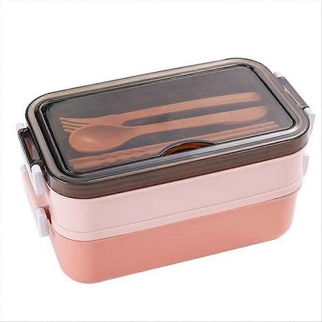 Rosa Bento-Lunchbox für Schüler, Kinder und Büroangestellte, Lunchbox mit Fächern (1/5)