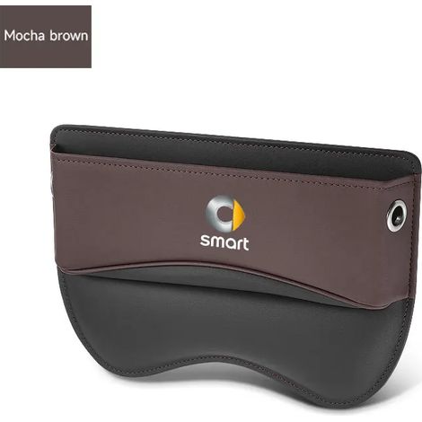 Poches de rangement pour l'espace entre les sièges de voiture (marron) en cuir, compatibles avec Smart Fortwo, Forfour 453, 451 et 450. (1/5)