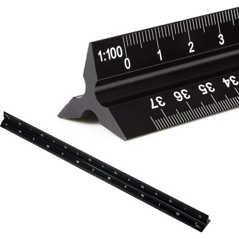 Maquette triangulaire – 30 cm de longueur, en aluminium, idéale pour les architectes, les ingénieurs et les études architecturales – échelles : 1/20, 1/25, 1/50, 1/75, 1/100, 1/125 (1/5)