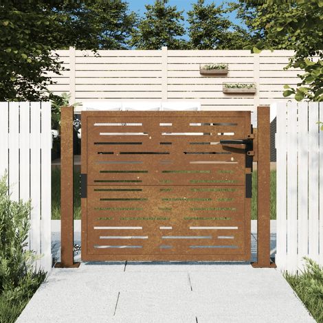 Portail de jardin Portail de clôture Portillons de jardin 105x80 cm acier corten conception de carré XRJR825178 (1/5)