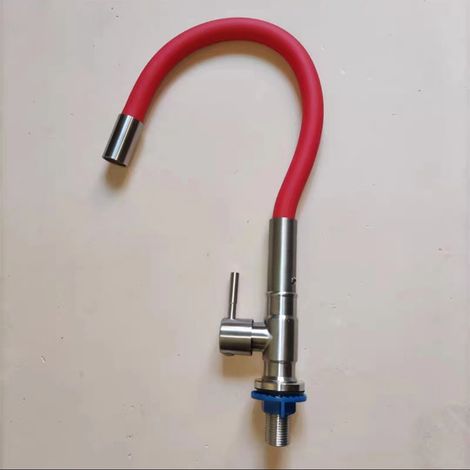 304 Stainless Steel Single Cold Water Faucet, Colorful Universal Rotating Brushed Finish, Kitchen Sink/Vegetable Washbasin, Balcony Splash-Proof - Model D